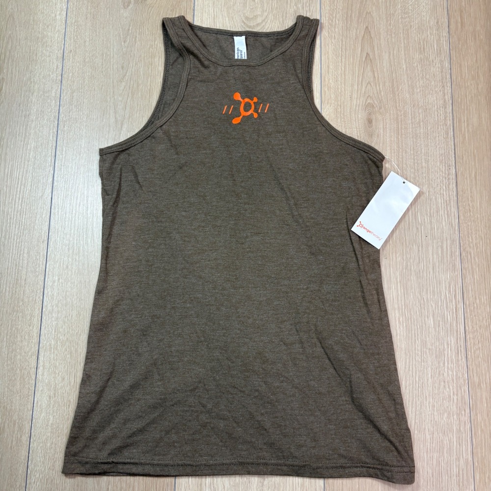 Orangetheory Fitness American Apparel CVC Racer Tank Top Green Splat Logo Medium